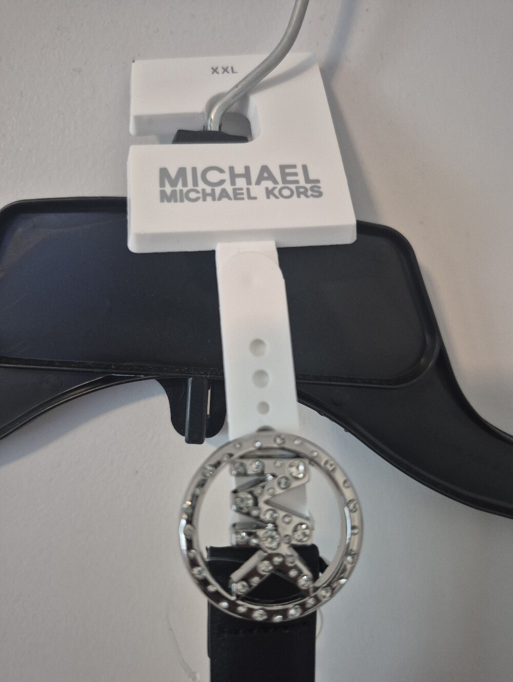 Michael Kors Ladies Belt with Silver Crystal Logo